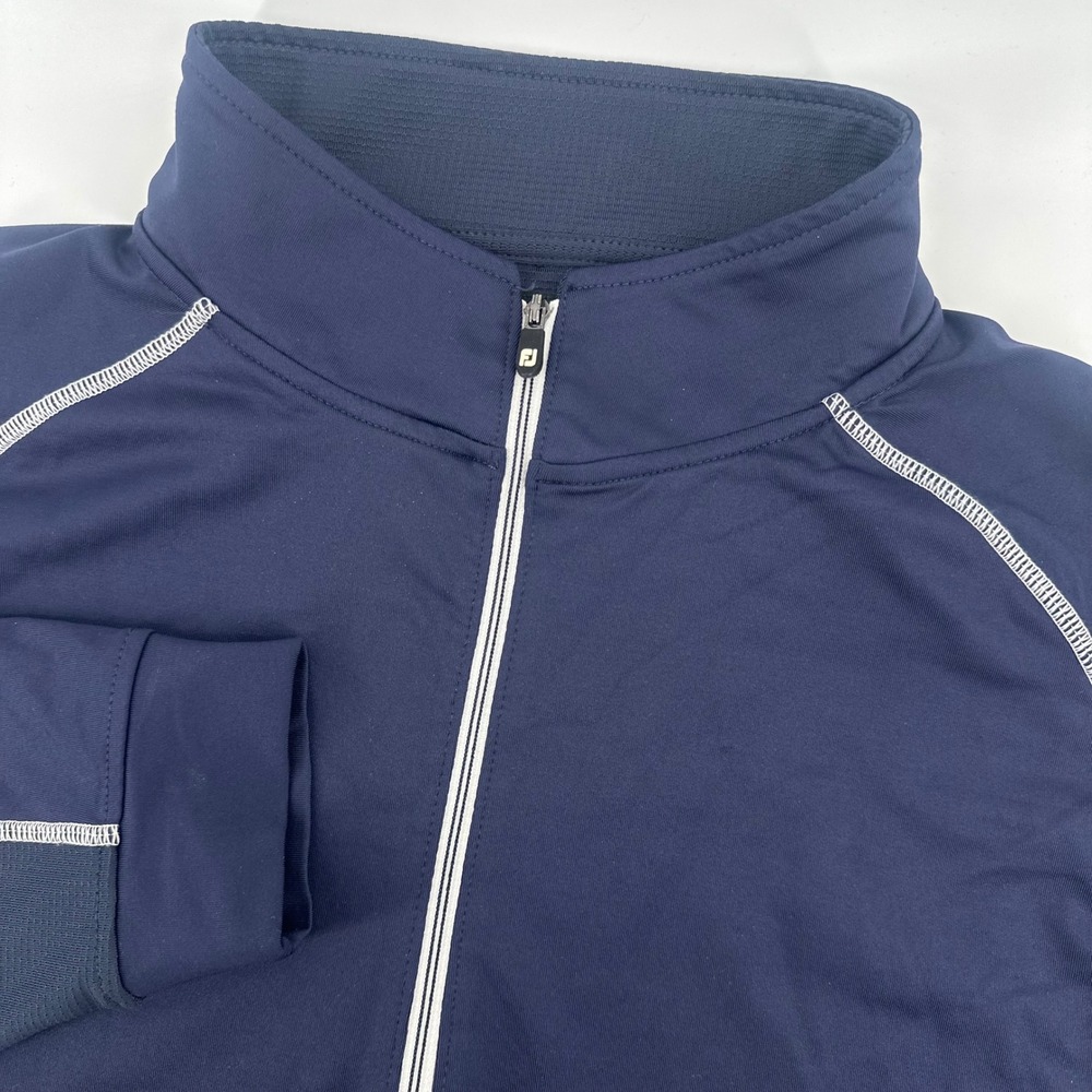 FootJoy Quarter Zip Pullover Mens XL Navy Blue Contrast Stitch Golf Top